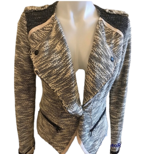 Imperial White Black Woven Tweed long Sleeve Blazer size Large
